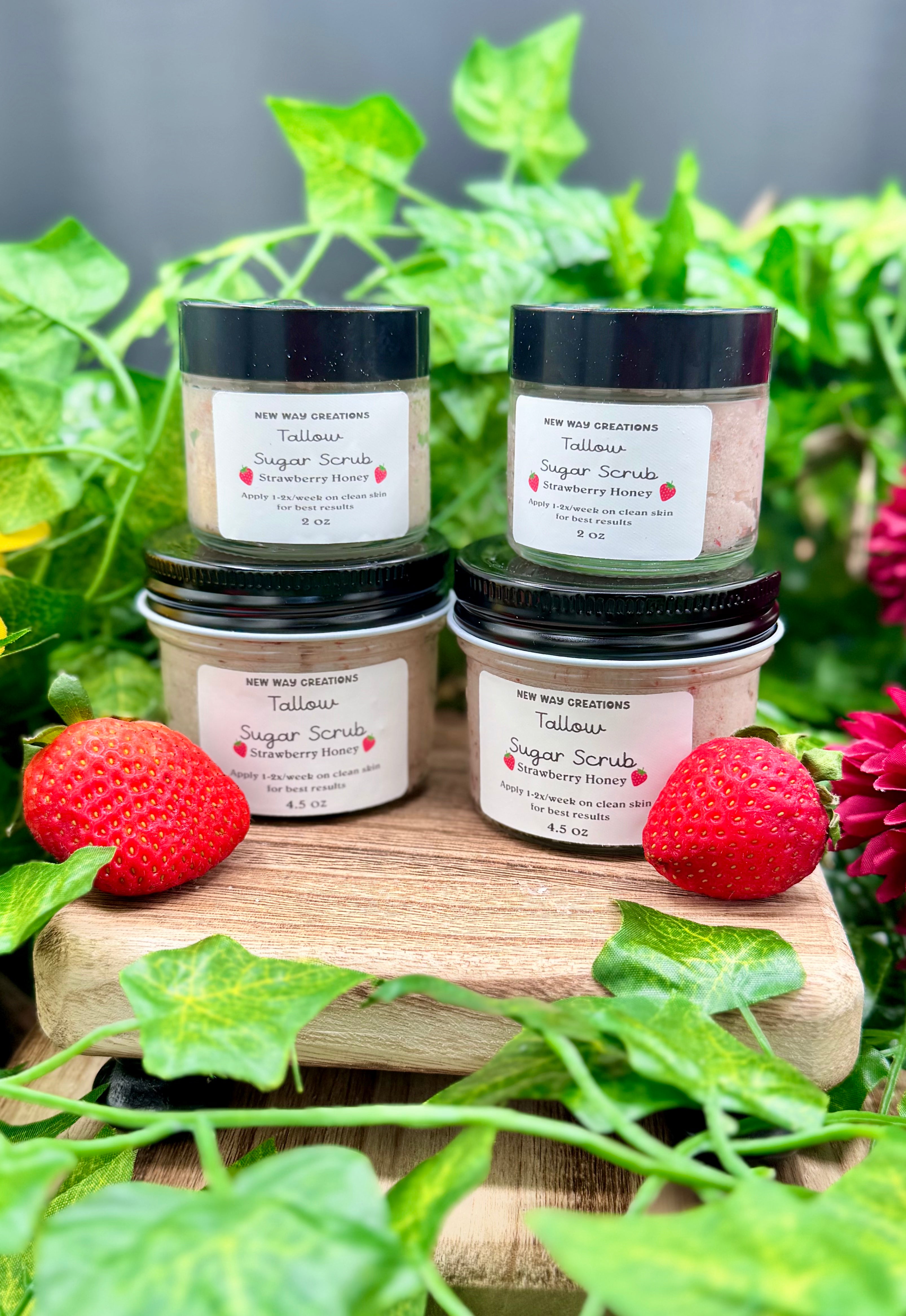 Strawberry Honey Tallow Sugar Scrub