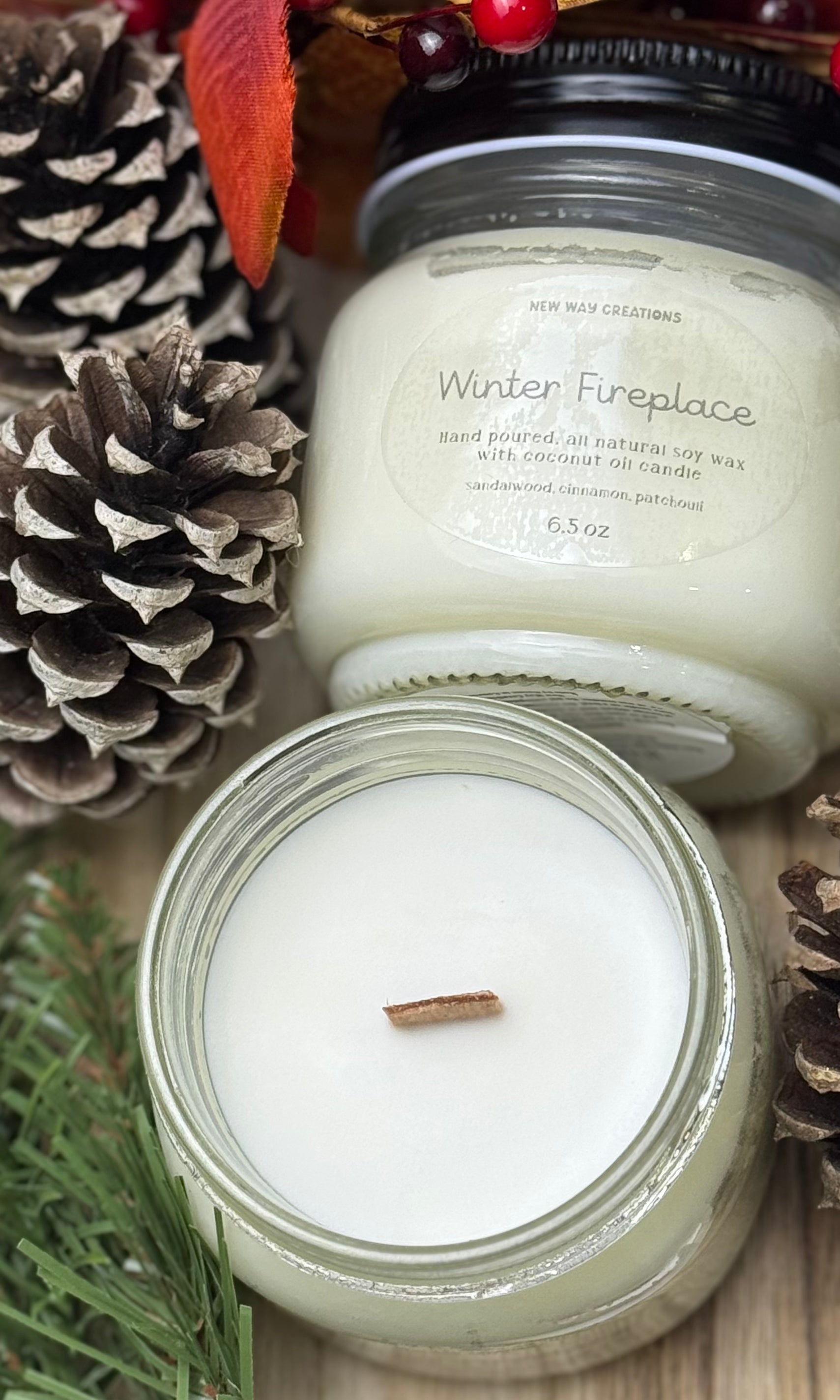 Winter Fireplace Candle
