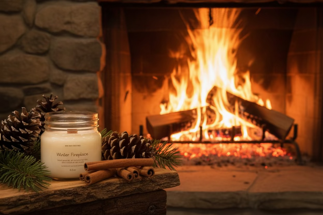 Winter Fireplace Candle